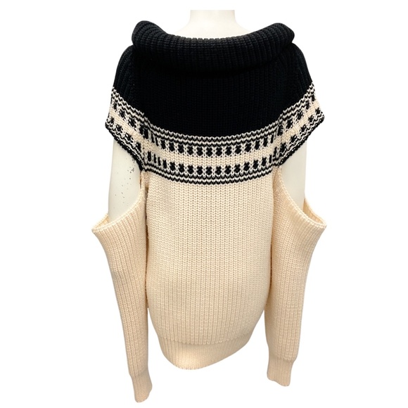 MONSE IVORY / BLACK WOOL KNIT SWEATER - Picture 3 of 5